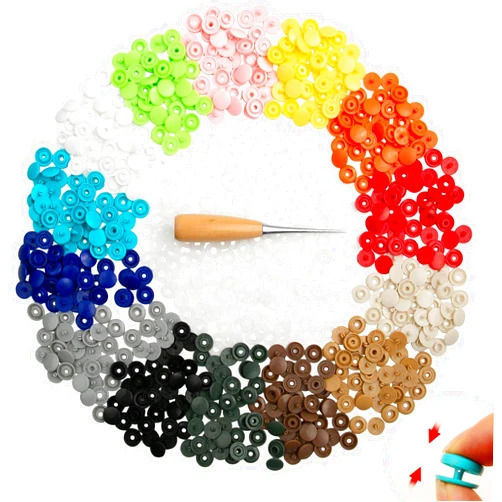 GTAAOY 140Set Plastic Snaps,T5 Snaps No Need Tools, No-Sew Buttons for Crafts Cloth Diaper Bibs（14 Colors)