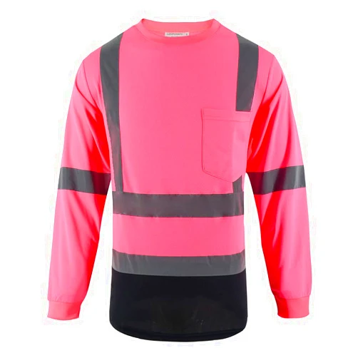 LOVPOSNTY Hi Vis Shirts Long Sleeve ANSI Class 3 High Visibility Shirts Black Bottom Safety Shirts for Men and Women
