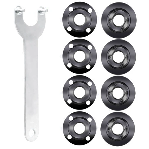 MUZHUPGUZ 9pcs Angle Grinder Nuts, 1 Angle Grinder Wrench Spanner & 8 Angle Grinder Flange Nuts, 5/8-11 Metal Lock Compatible with Makita Dewalt Bosch Milwaukee Ryobi Metabo Grinder Nuts
