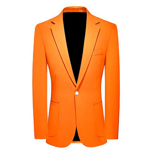Lacoac Men's Solid Color Blazer Tuxedos Jacket One Button Notch Lapel Formal Party Daily Casual Suit Coat