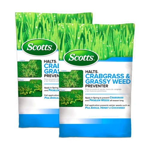 Scotts Halts Crabgrass & Grassy Weed Preventer, Pre-Emergent Weed Killer for Lawns, 5,000 sq. ft., 10.06 lbs. (2-Pack)