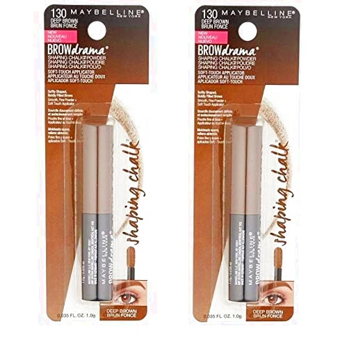 Maybelline New York Pack of 2 Maybelline New York Brow Drama Shaping Chalk Powder, Deep Brown 130