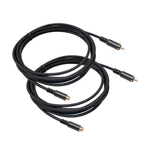 REXUS RCA Extension Audio Cable Male to Famale 10 feet 2 Pack, Stereo Audio Cable Hi-Fi Sound Gold Plated Copper Shell Nylon-Braided