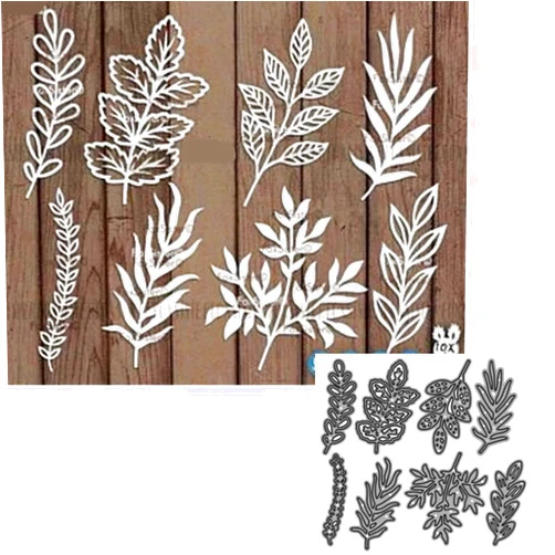 MosBug 8Pcs/Set Leaf Metal Die Cuts,Various Leaves Plant Flower Cutting Dies Cut Stencils for DIY Scrapbooking Album Decorative Embossing Paper Dies Card Making