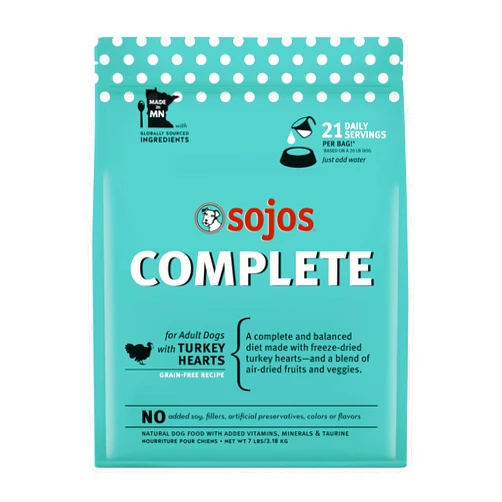Sojos Natural Pet Food Complete Turkey Recipe Dehydrated Dog Food, 7 lb, Blue