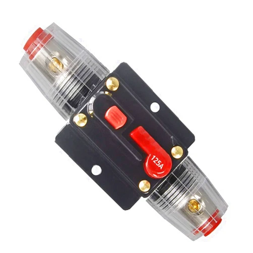 Wohhom 30A 40A 50A 60A 80A 100A 125A 150A Audio Circuit Breaker Auto Car Stereo Inline Fuse Holders Inverter, Manual Reset 12V-24V DC for Automotive Marine Boat Audio System Protection (125A)