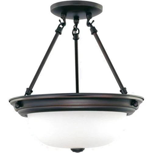 NUVO 60/3149 Two Light Semi Flush Mount, Mahogany Bronze/Frosted Glass