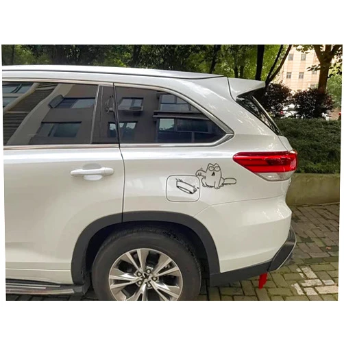 Xogsafiy Funny Simons Cat Fuel Cap Sticker - Hungry Simons Cat with Empty Bowl Decal for Cars, Laptops Weatherproof Car Accessory for Pet Lovers (5.7'' x 13.8'', 2pcs)