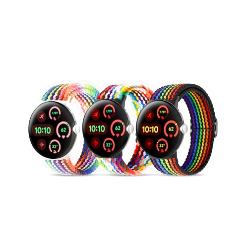 BlackPro Nylon Bands Compatible with Google Pixel Watch Bands/Google Pixel Watch 2/Pixel Watch 4/3 41mm Band for Women Men, Adjustable Stretchy Braided Straps with Upgraded Connector for Pixel Watch Bands