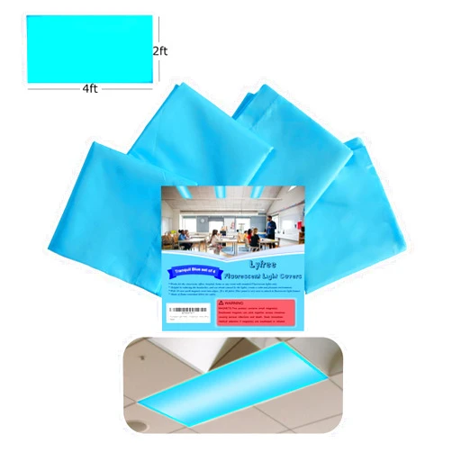 Lyfree Fluorescent Light Covers, Reducing Glare Harsh Flicker, Premium Fluorescent Light Filters for Classroom, Home, Office - (4 Pack, Tranquil Blue, 4ft x 2ft)