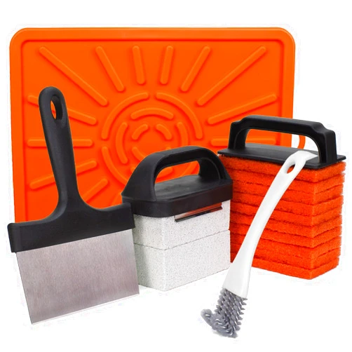 LANKAMO Flat Top Grill Cleaning Kit for Blackstone 17 Pieces Griddle Cleaning Kit with Scraper,Cleaning Brick,Grill Cleaning Brush,Scouring Pads and Heat-Resistant Silicone Spatula Mat with Hanger