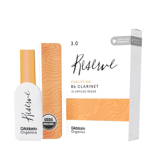 D'Addario Organic Reserve Evolution Bb Clarinet Reeds - Reeds for Clarinet - Individually Sealed - 3.0 Strength, 10 Pack