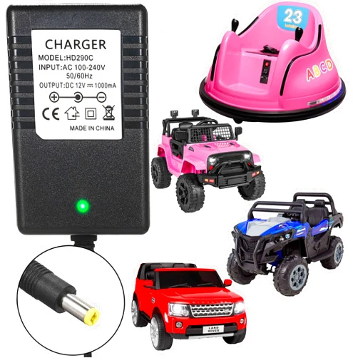 Cilehall 12v Battery Charger for Kids Ride on Car - 12V 1000mA Charger for Kidzone Bumper Car, Charger for Best Choice Products Jeep,Class 2 Power,12v Battery Charger for Kids Electric Car Toys