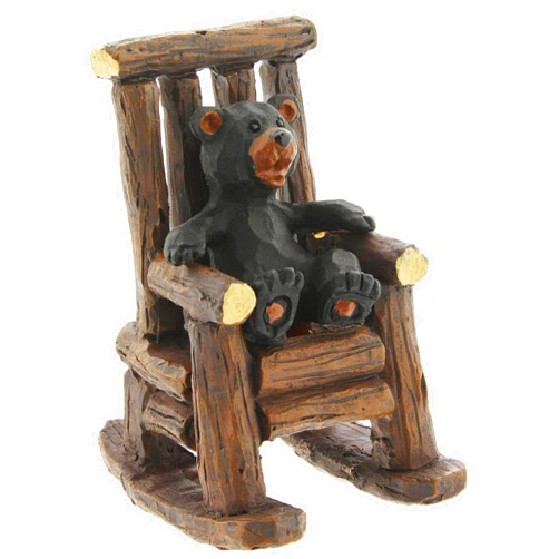 The Bridge Collection Black Bear Cub in Rocking Chair Figurine
