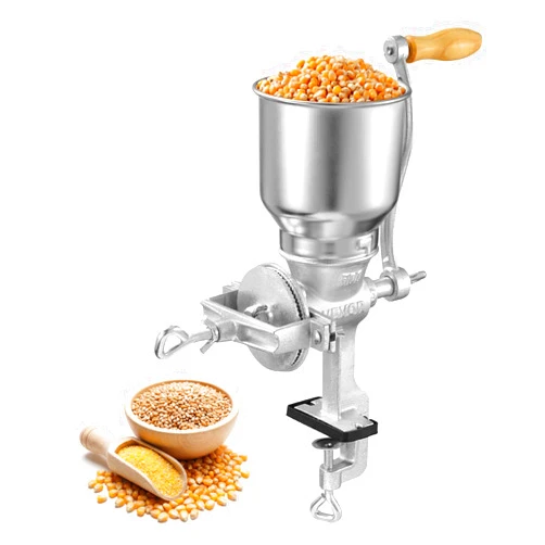 VEVOR Manual Grain Mill with High Hopper, Hand-Crank Corn Grinder, Heavy Duty Cast Iron Wheat Grinding Mill with Stable Table Clamp for Grains Spices Coffee Beans Nuts