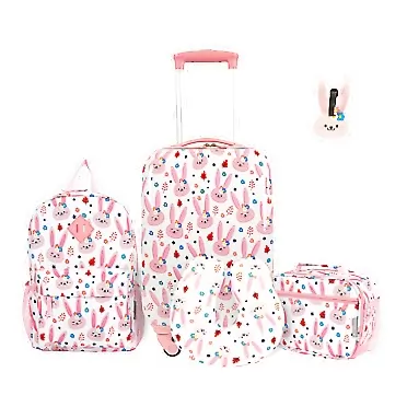 Travelers Club Kids' 5 Piece Luggage Travel Set, Bunny 5-Piece Set Bunny