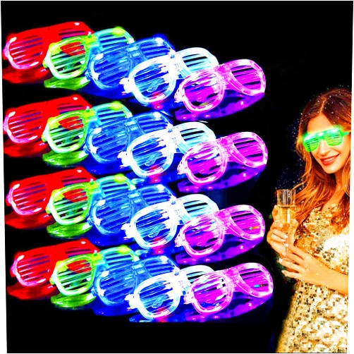TURNMEON 20 Pack LED Glasses Easter Basket Party Favors,6 Colors Light Up Glasses Glow In The Dark Party Supplies Shutter Shades Glow Sticks Glasses Neon Party Birthday Wedding Concerts Pool Glow Toy