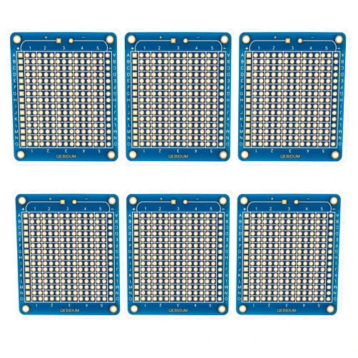 QEBIDUM Mini Breadboard Solderable Protoboard for DIY Electronic, PCB Prototype Board Suit for Arduino Projects, Double Sided Perma-Proto Boards Gold-Plated Pad Easy to Solder (6 Blue Pack)