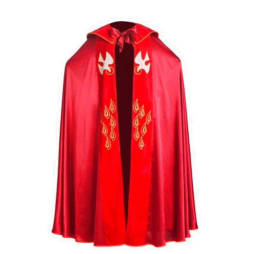 BLESSUME Cope Catholic Church Bishop Vestment Birds IHS Embroidery Cape (Red)
