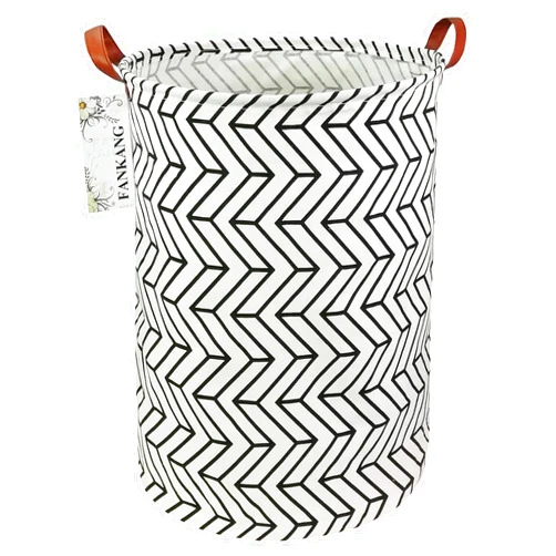 FANKANG Storage Basket, Nursery Hamper Canvas Laundry Basket Foldable with Waterproof PE Coating Large Storage Baskets for Kids Boys and Girls, Office, Bedroom, Clothes,Toys（Geometric）
