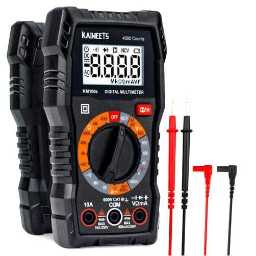 KAIWEETS Digital Multimeter 4000 Counts, Voltage Tester with Accurate Ohm Volt Amp Readings, DC/AC Voltmeter Clearly Measures Resistance Continuity Diode Capacitance NCV for Household and Automotive