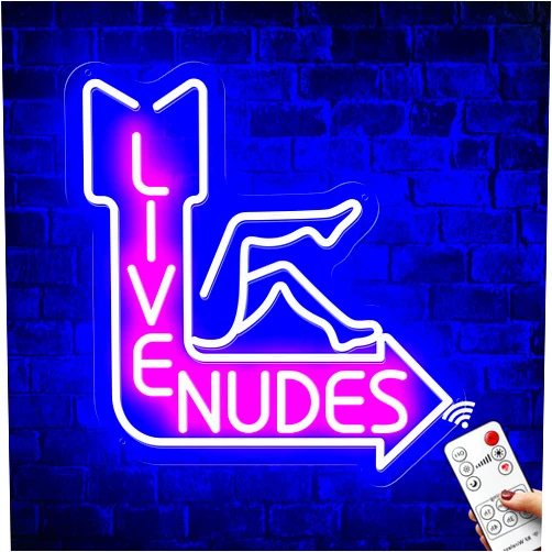 KiMineon Neon Sign with Remote Dimmer, Funny Blue Pink Led Neon Light for Bathroom, USB Power Shop Man Cave Garage Dressing Room Living Room Home Bar Birthday Gift