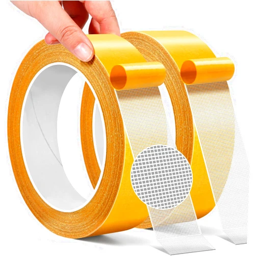 PACKKA Fabric Tape Multifunctional Double Sided Tape for Clothes 2 Rolls 1inchx33FT10m Heavy Duty Mounting Tape with Strong Adhesion, Suitable for Carpets, Sofas, Doormats, Wood, Glass, Plastic