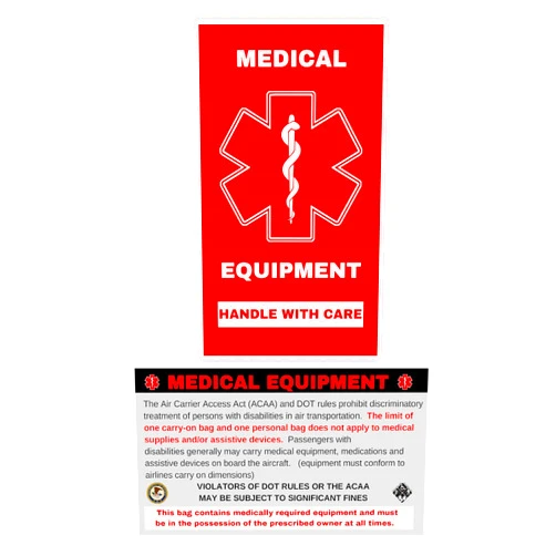 Medical Equipment Luggage Tag Medical Alert Equipment Luggage Tag - Handle with Care, DOT and ACAA regulations (MELT-112) Quantity (2)