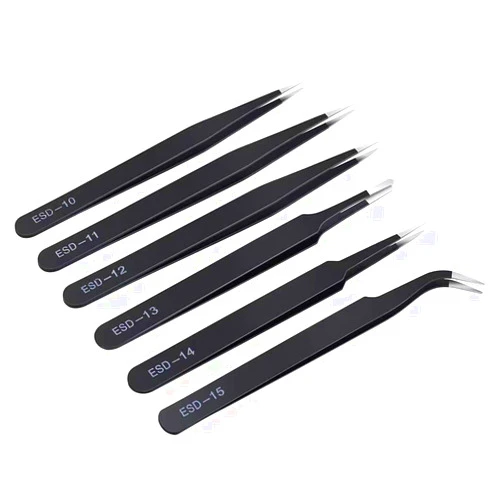 Kaverme 6PCS Precision Tweezers Set, Upgraded Anti-Static Stainless Steel Curved of Tweezers, for Electronics, Laboratory Work, Jewelry-Making, Craft, Soldering, etc, by kaverme.