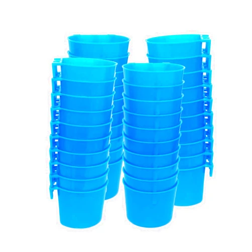 ORIBUKI 40 Pack Cage Cups Birds Feeders Seed Bowl Chicken Feeding Watering Dish Rabbit Water Food Hanging Wire Cages Box 8oz Coop Cups for Pet Parrot Parakeet Gamefowl Poultry Pigeon (Blue)