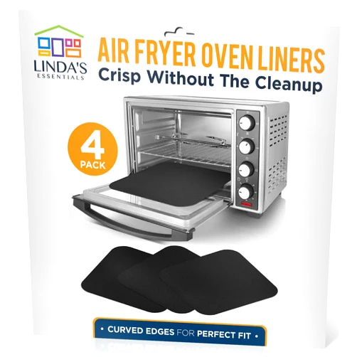 Linda's Essentials Air Fryer Oven Liners (4 Pack) Reusable Non-Stick Heat Resistant Toaster Oven Liner, Compatible with Ninja, Cuisinart, Emeril Lagasse & More, Air Fryer Mat, Toaster Oven Accessories, 12