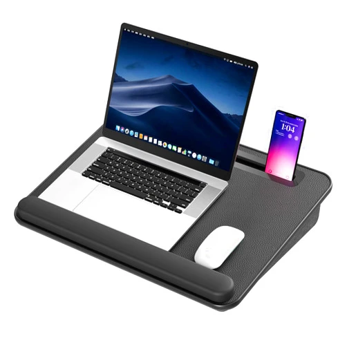 BXTSZZ Laptop Lap Desk with Cushion,Elastic Silicone Wrist Rest Lap Desks,Lap Table for Home Office Students Use as Computer Book Stand (Black)