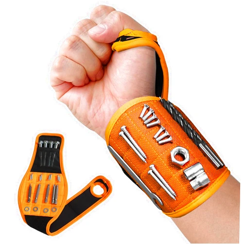YELLOW JACKET Magnetic Wristband, Tool Belts with Strong Magnets for Holding Screws, Nails & Drill Bits, Unique Ballistic Nylon Support Wrist, Ultimate Thumb Style Tool Holder for DIY