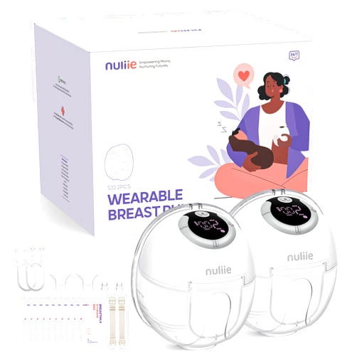 Nuliie Hands-Free Breast Pump, Wearable Breastfeeding Pump 4 Modes 9 Levels with 18/21/24MM Flange, Electric Breast Pump Portable, Replaced Pumping Accessories Included (2 Packs, White)