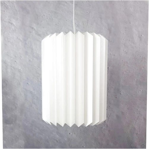Studio pleat LLC Pillar L - pendant, origami paper lamp, geometric, white, modern, nursery, japandi, scandinavian design, ecofriendly, minimalist