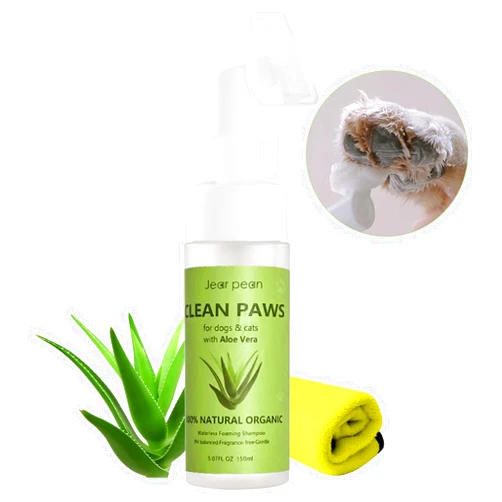 Jear pean Clean Paws, No-Rinse Foaming Shampoo Paw Cleaner for Dogs, Cats, Pets Gentle Deep Clean, Paw Silicone Bristle Brush, with 1 Microfiber Absorbent Towel