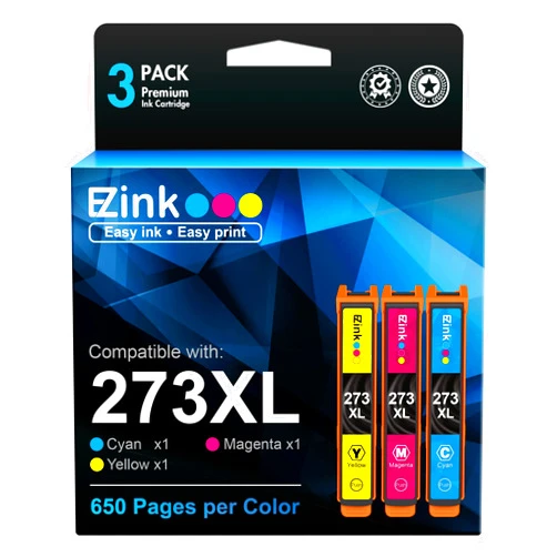 E-Z Ink (Remanufactured Ink Cartridge Replacement for Epson 273XL 273 T273XL to use with XP-520 XP-820 XP-810 XP-600 XP-610 XP-620 Printer (1 Cyan 1 Magenta 1 Yellow) 3 Pack