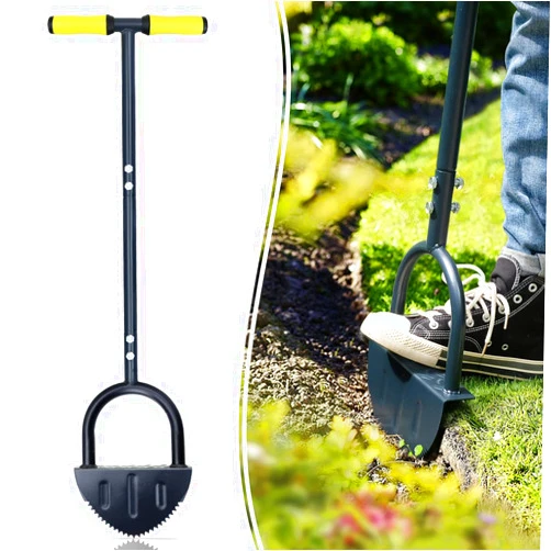 Colwelt Saw-Tooth Edger Lawn Tool, Half Moon Lawn Edger with T-Grip, Sidewalk Grass Long Handled Step Edger, 38-Inch