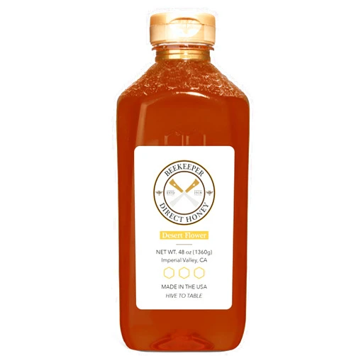 Beekeeper Direct Honey ESTD 1918 Beekeeper Direct Raw Unfiltered Honey - Real Raw Desert Flower Honey - All Natural Non-GMO Pure Gourmet Honey - Local California Sonora Desert Blossom Honey (3lbs Squeeze Bottle)