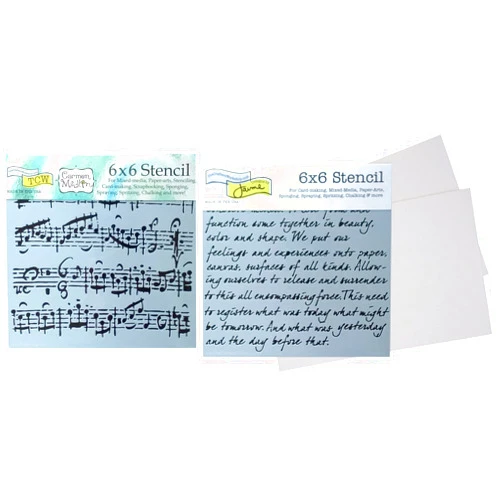 Trendzeen The Crafters Workshop Stencils - Music Stencil, Script Stencil | Music Note Stencil, Script Writing Stencils for Painting On Wood, Canvas, Mixed Media, Journal |6 X 6 Inch Templates Set with Cardstock