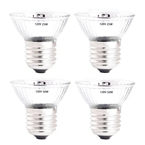 ZJNBMTFY Reptile Heat Lamp Bulbs, 4Pack 25W*2/50W*2 Turtle Basking Light Bulb,Heating Lamp Bulbs for Reptiles,Turtle,Bearded Dragon,Lizard,Works with Various Lamp,Reptile Daylight Bulb