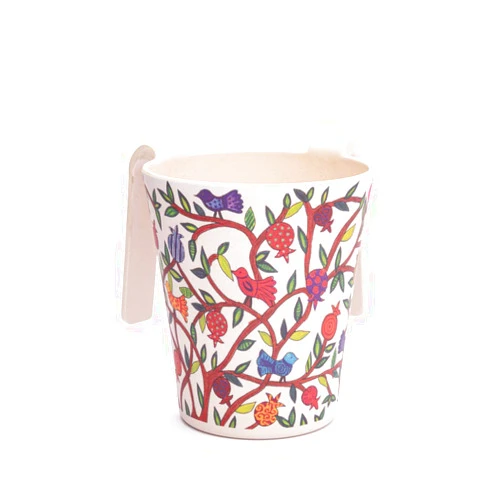 EMANUEL Yair Emanuel Bamboo Hand Washing Cup for Netilat Yadayim Traditional Jewish Judaica (Birds NYO-2)