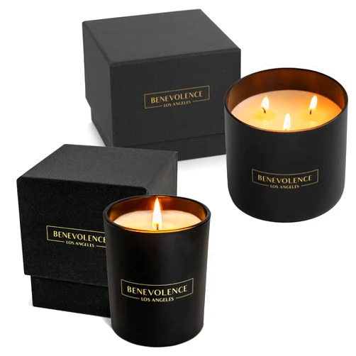 Benevolence LA Pine Wood 14.5 Oz Large Candle and Oud Wood 6 Oz Scented Candles Bundle, Manly Candles for Men, Pine Scented Candles for Home, 45 Hour Burn Essential Oil Candles for Women