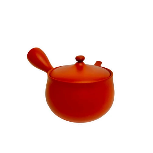 J-pure hitomi Japanese Kyusu tokoname Red Clay Teapot 12.3 fl.oz. Flower-Shaped JINSUI from Japan
