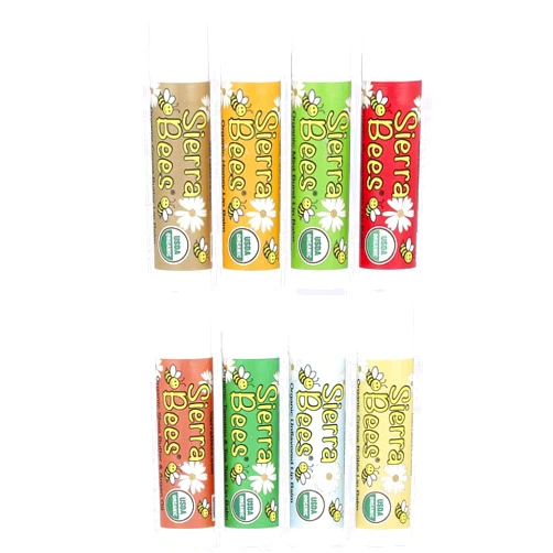 Sierra Bees Organic Lip Balm - Variety by Sierra Bees - Cocoa Butter, Honey, Mint Burst, Pomegranate, Shea Butter & Argan Oil, Tamanu & Tea Tree, Unflavoured and Vanilla by Sierra Bees