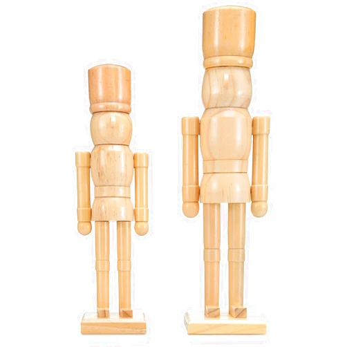 Wonderjune 2 Pack Christmas Wooden Nutcracker Traditional Christmas Decorations Nutcracker Figure Statue for Xmas Festive Holiday Tabletop Home Decor(Wood Color,12 Inch,14 Inch)