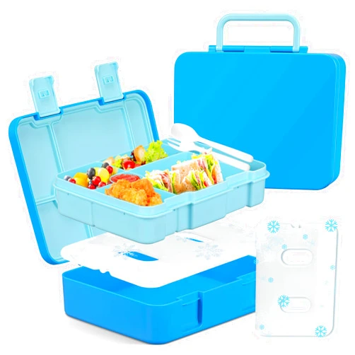 JOOPETALK Chill Bento Lunch Box for Kids Adult with Ice Pack Keep Food Cold Fresh 5-Compartment Reusable Leak Proof Lunch Container for Girl Boy School Dishwasher & Freezer Safe