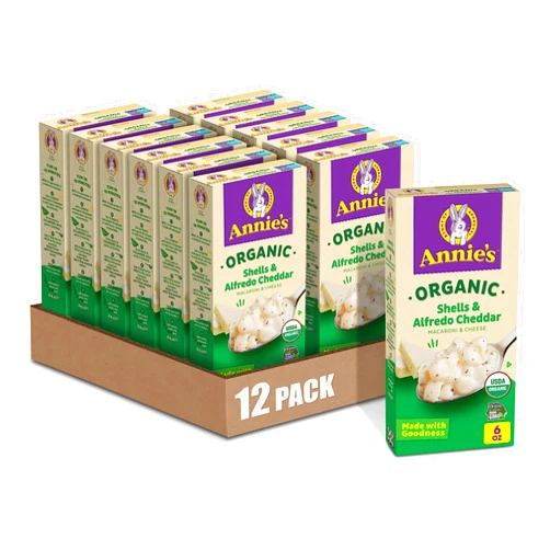 Annie’s Annie's Organic Macaroni and Alfredo Cheese Dinner, Shells & Cheddar, 6 oz. (Pack of 12)