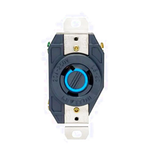 Leviton 2320 20 Amp, 250 Volt, Flush Mounting Locking Receptacle, Grounding, Industrial Grade, V-0-MAX, Black