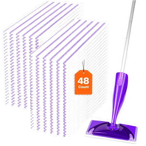 HOMEXCEL Microfiber Floor Mop Pads 48 Count Compatible with Swiffer WetJet for Wet & Dry Use, Disposable or Reusable Mops Head Replacement, All Purpose Multi Surface Hardwood Pad Refill